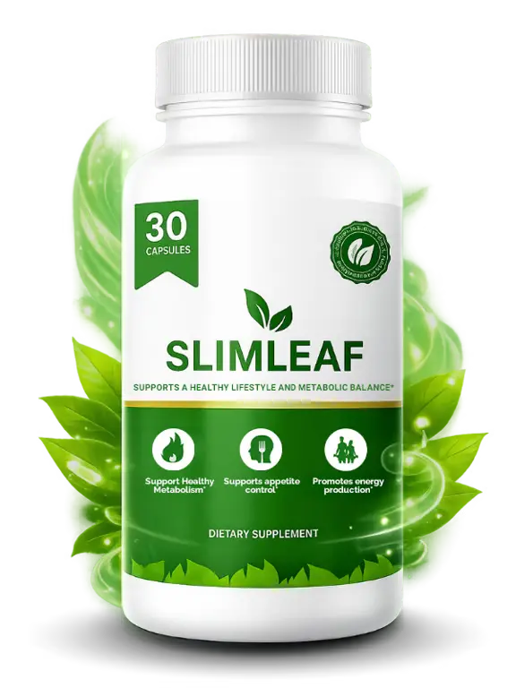 SlimLeaf natural gut health probiotic supplement bottle